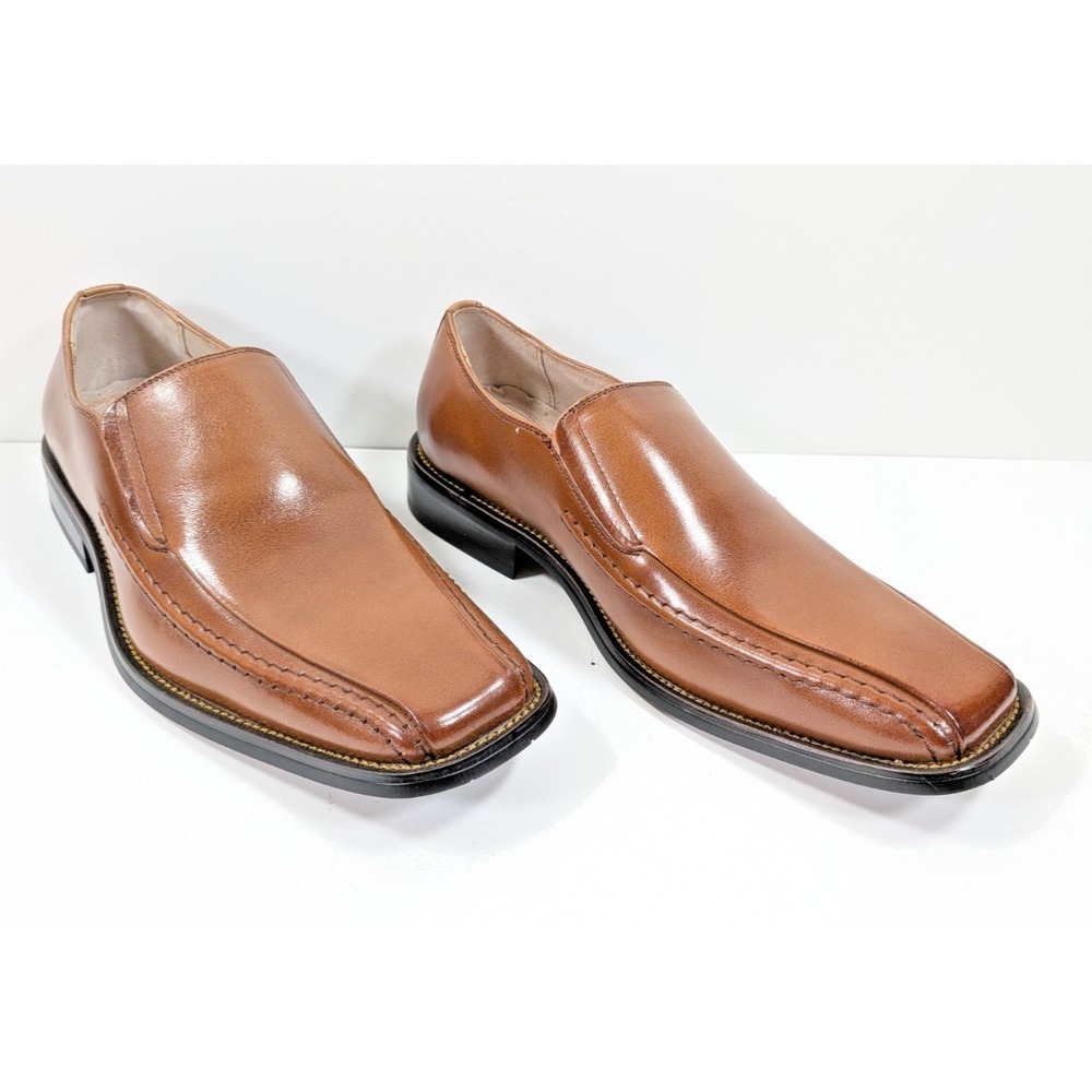 Stacy Adams Men's Hillman Slip-on Leather Loafers Size 7.5 Cognac Buffalo Brown